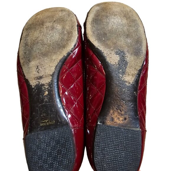Burberry Red Leather Quilted Flat Size 38 or 7.5 US Good Used Condition - Picture 6 of 8
